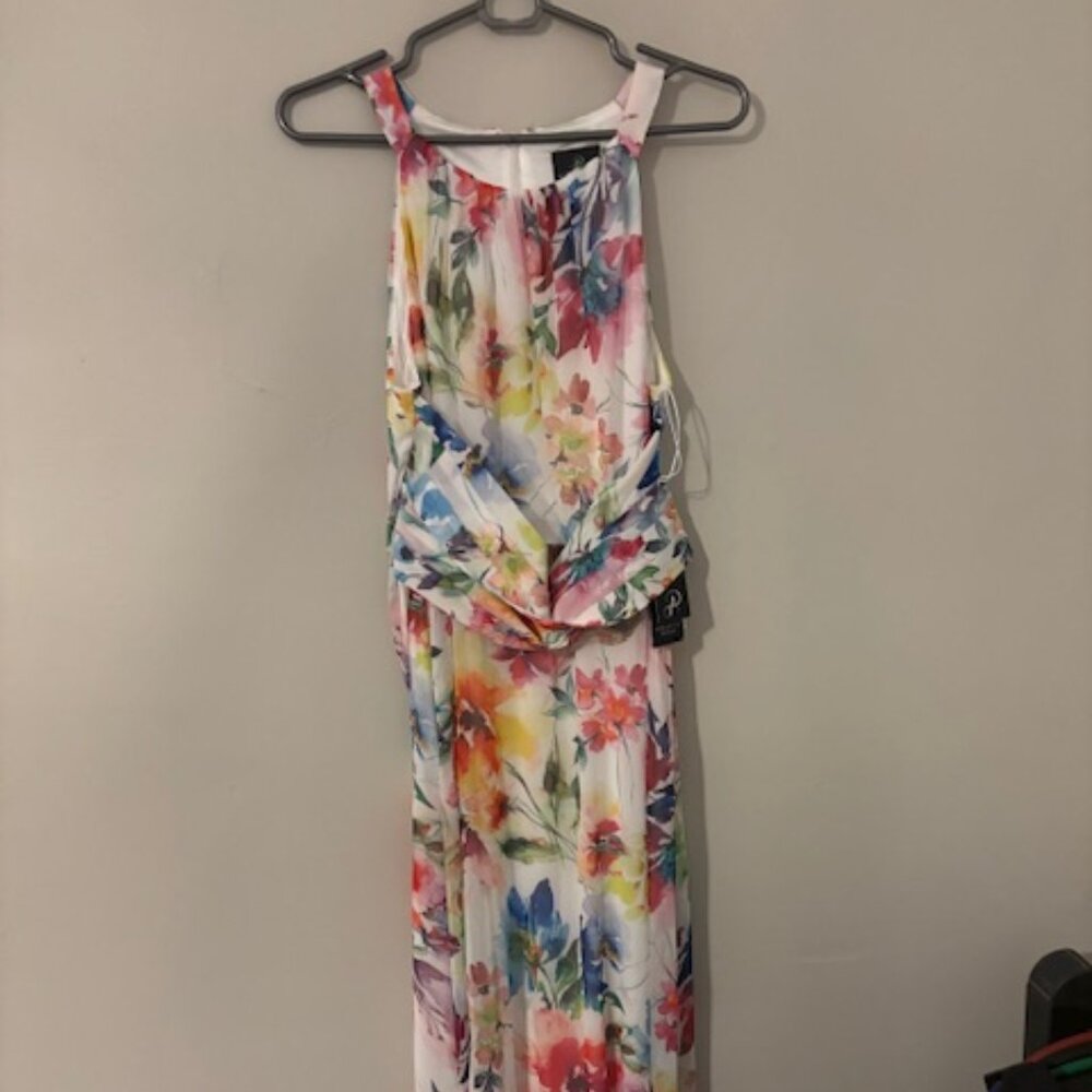 Adrianna Papell Printed Chiffon Floral Halter Dress